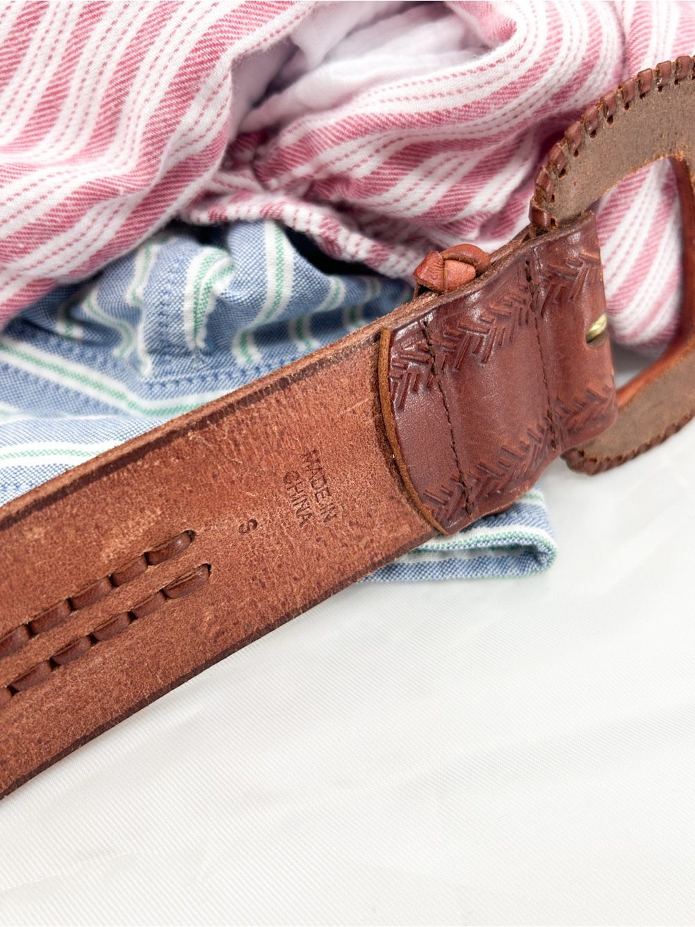 Vintage Ralph Lauren Belt Tooled Leather Western Braided Embossed Small - Picture 11 of 13